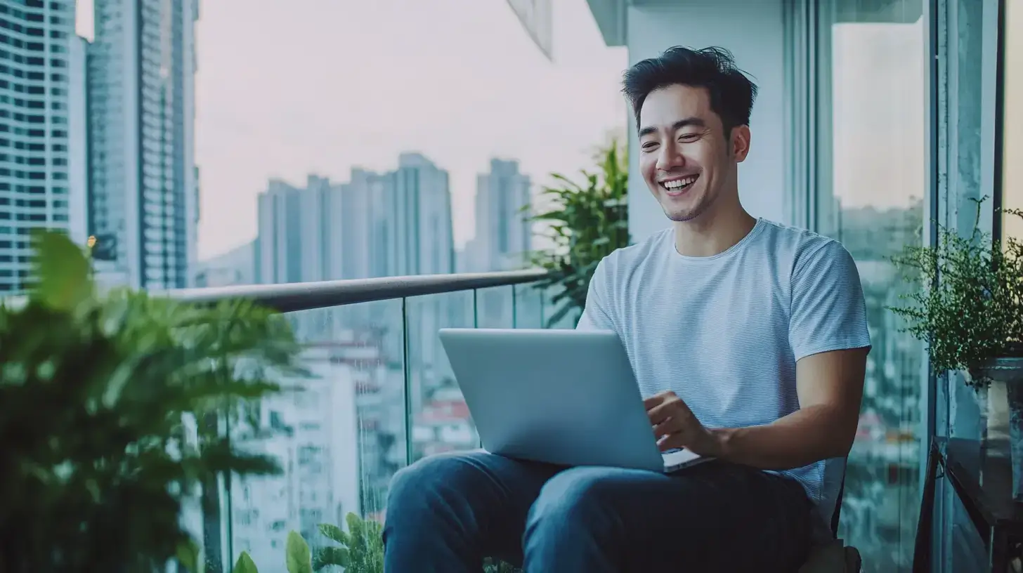 freelancer on balcony